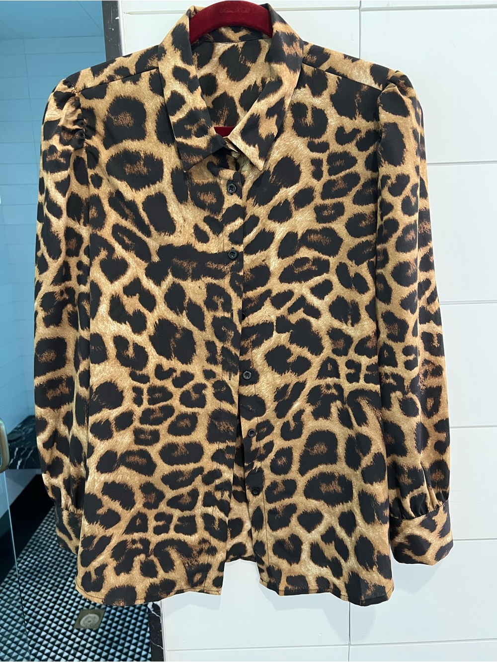 SHEIN animal print blouse Sz L